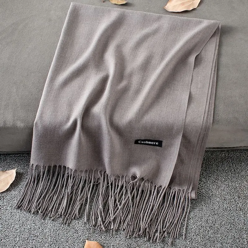 Soft Cashmere Scarves Women  New Solid Color Wraps Thin Long Shawl