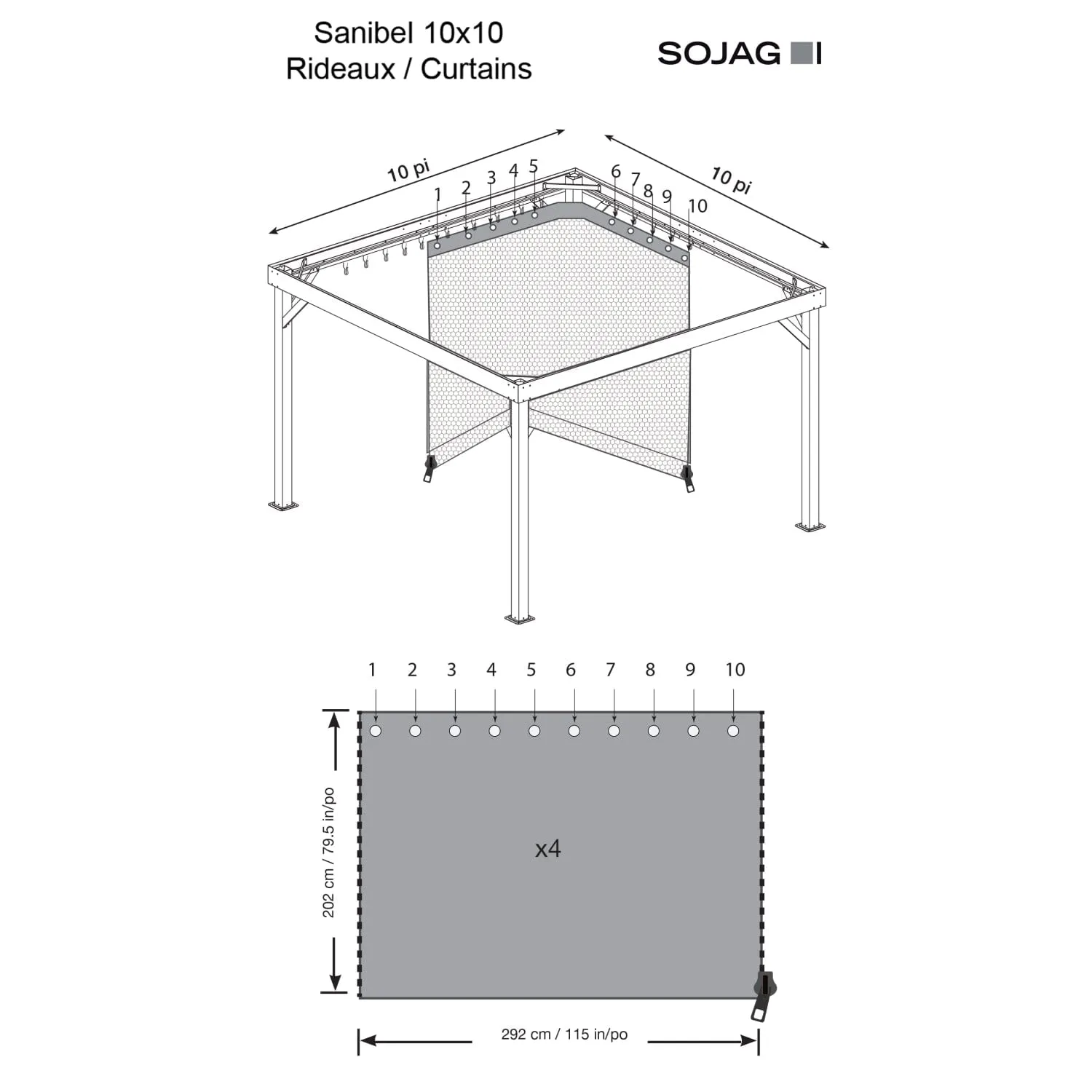 Sojag | Sanibel Brown Polyester Curtains 10 ft. x 10 ft.