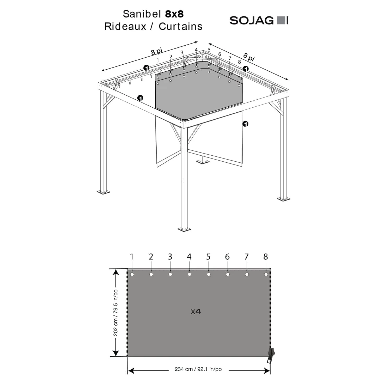 Sojag | Sanibel Brown Polyester Curtains 8 ft. x 8 ft.