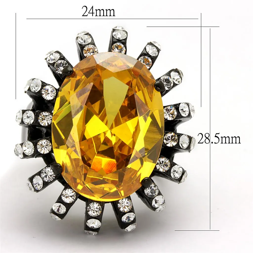 Stainless Steel Ring AAA GRD CZ Topaz TK2346 for Women Style BlackIon