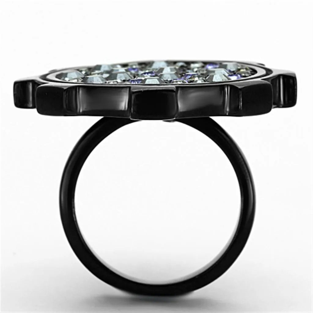 Stainless Steel Ring Top GRD Crystal Multi TK1296 for Women Style BlackIon