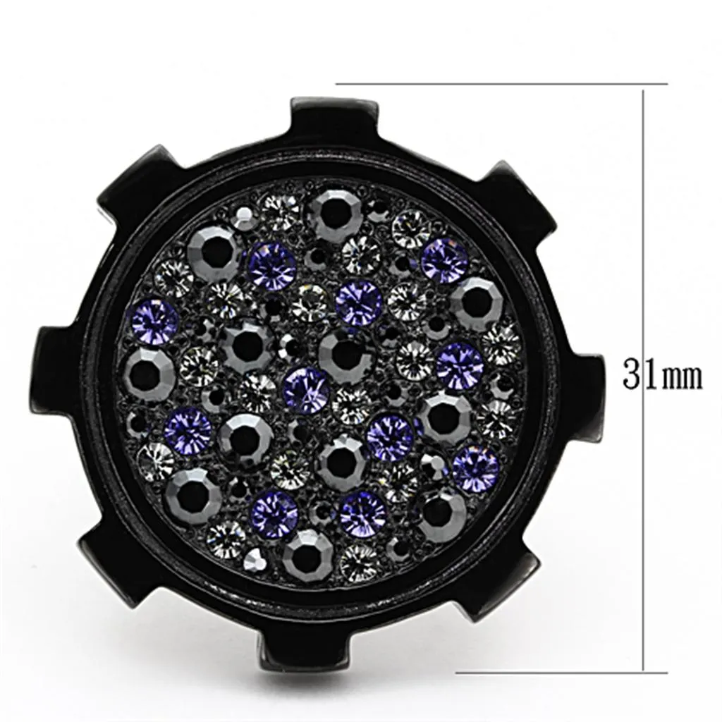 Stainless Steel Ring Top GRD Crystal Multi TK1296 for Women Style BlackIon