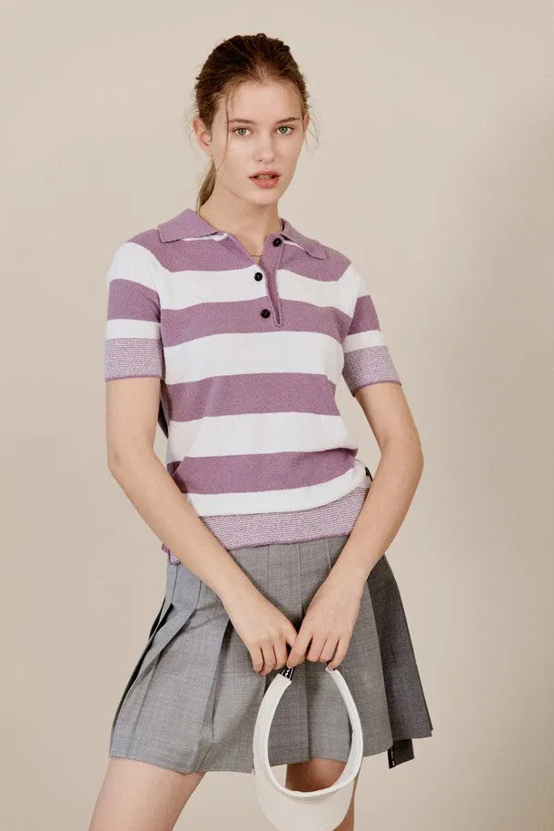 Stripe Collar KNITTop_Lavender