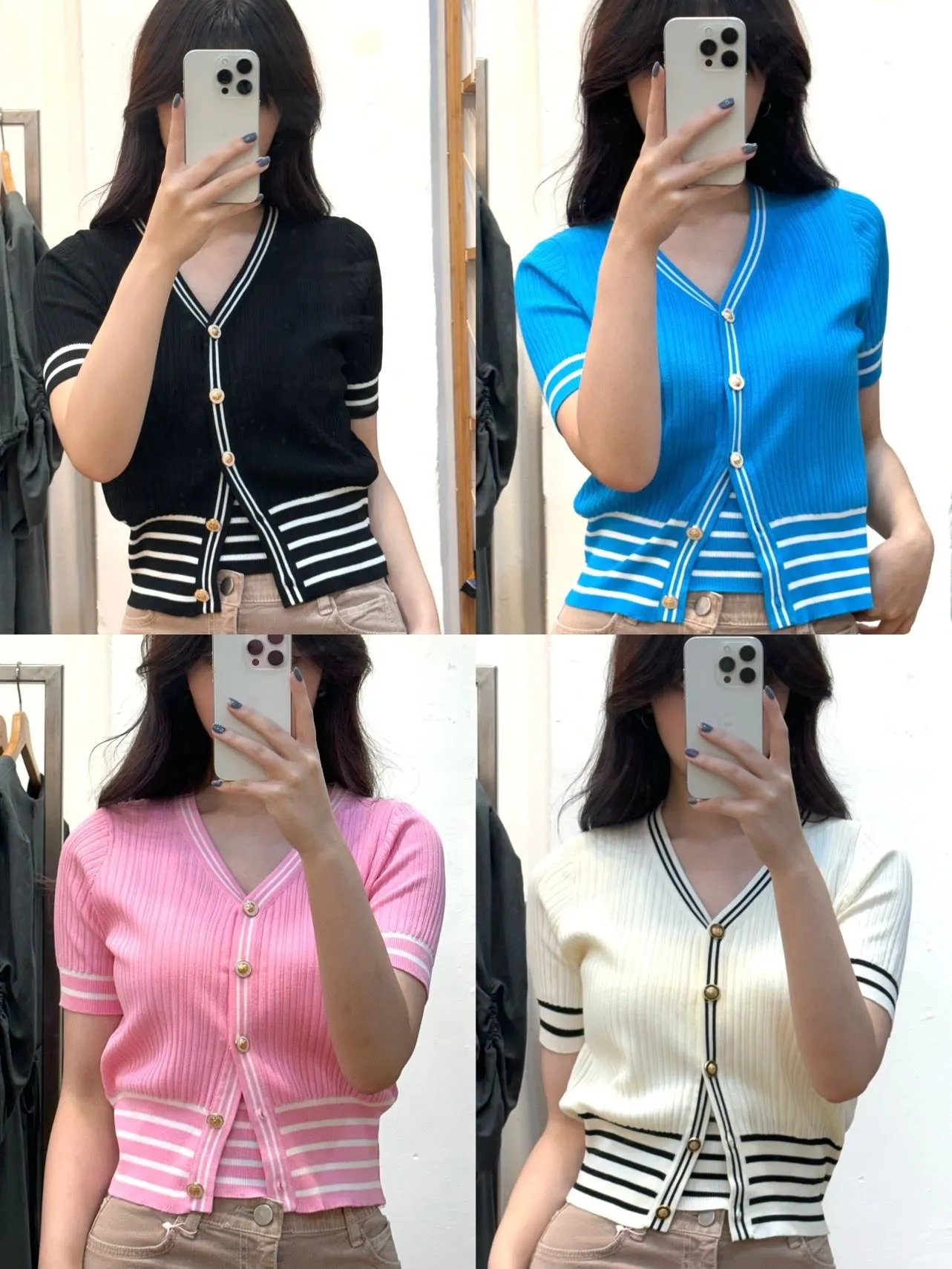 Stripe Tank Top   Cardigan Sets 4 colours