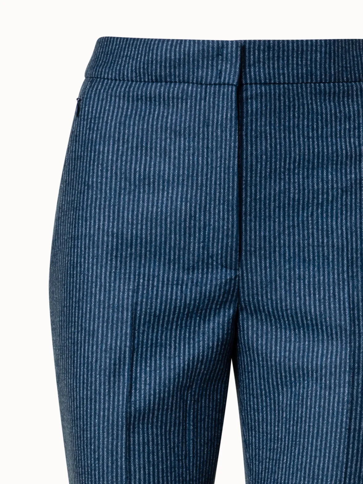 Striped Wool Flannel Double-Face Bootcut Pants