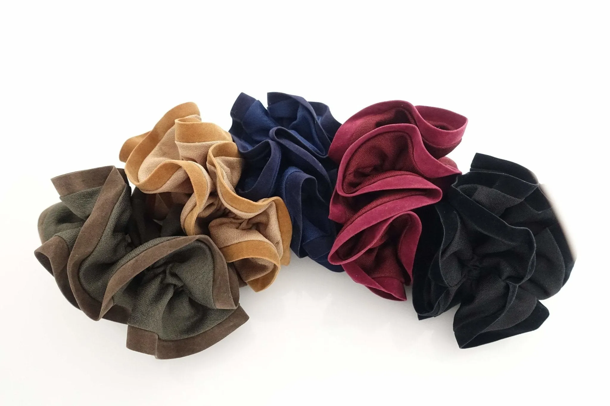 suede trim scrunchies Fall Winter fashion hair tie women hair accessory