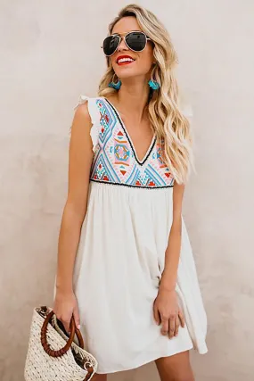 Summer Beach Floral Sleeveless V Neck Mini Dress