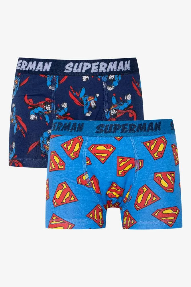 Superman 2 Pack Boxers Blue