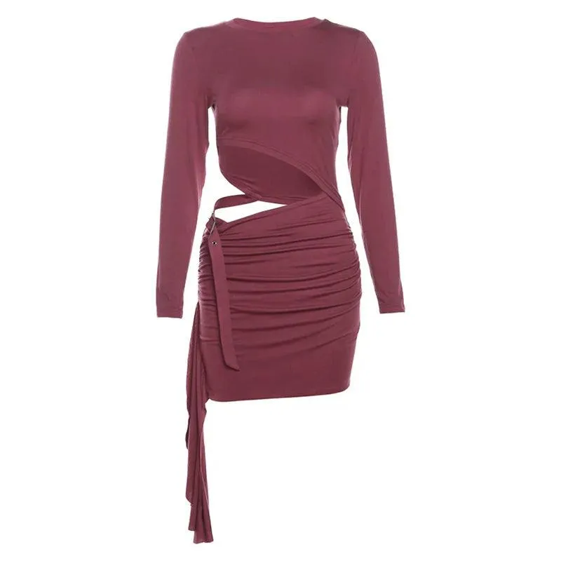 Sylcue Winter Fashion: Chic Waist Cut Slim Dress