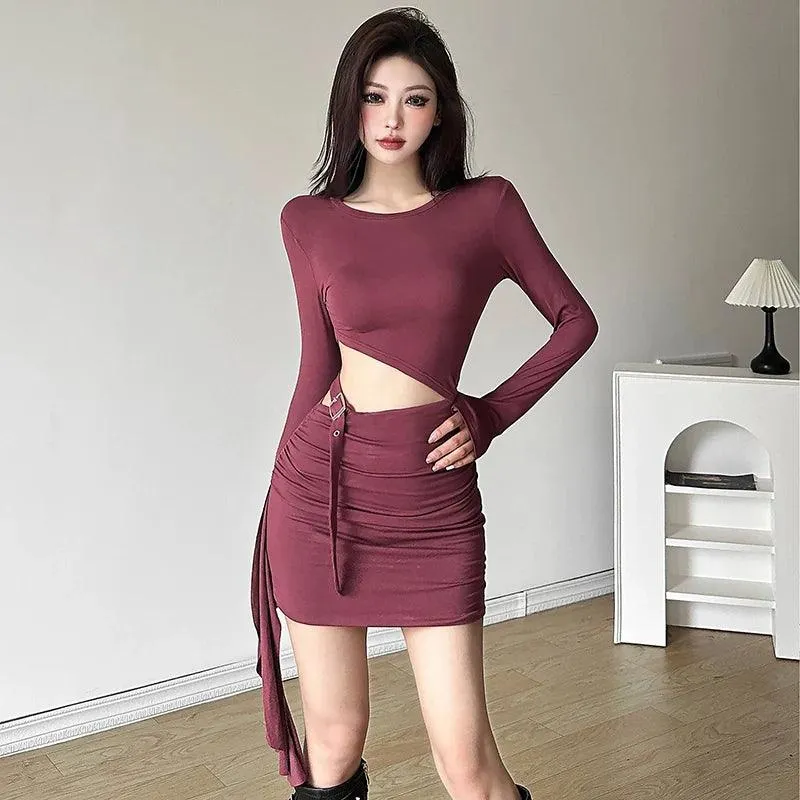 Sylcue Winter Fashion: Chic Waist Cut Slim Dress