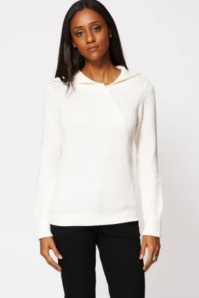 Textured Turn Down Open Collar Jumper Ex-Branded