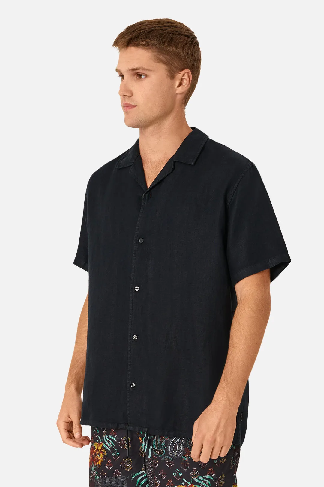 The Del Sur Linen S/s Shirt - Black