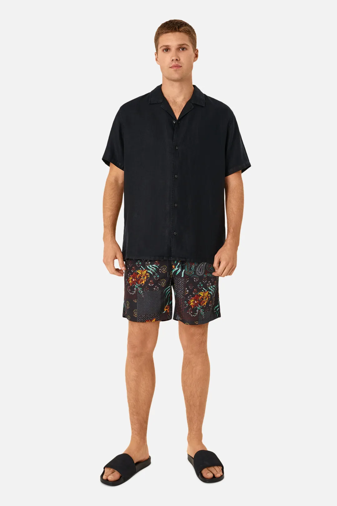 The Del Sur Linen S/s Shirt - Black