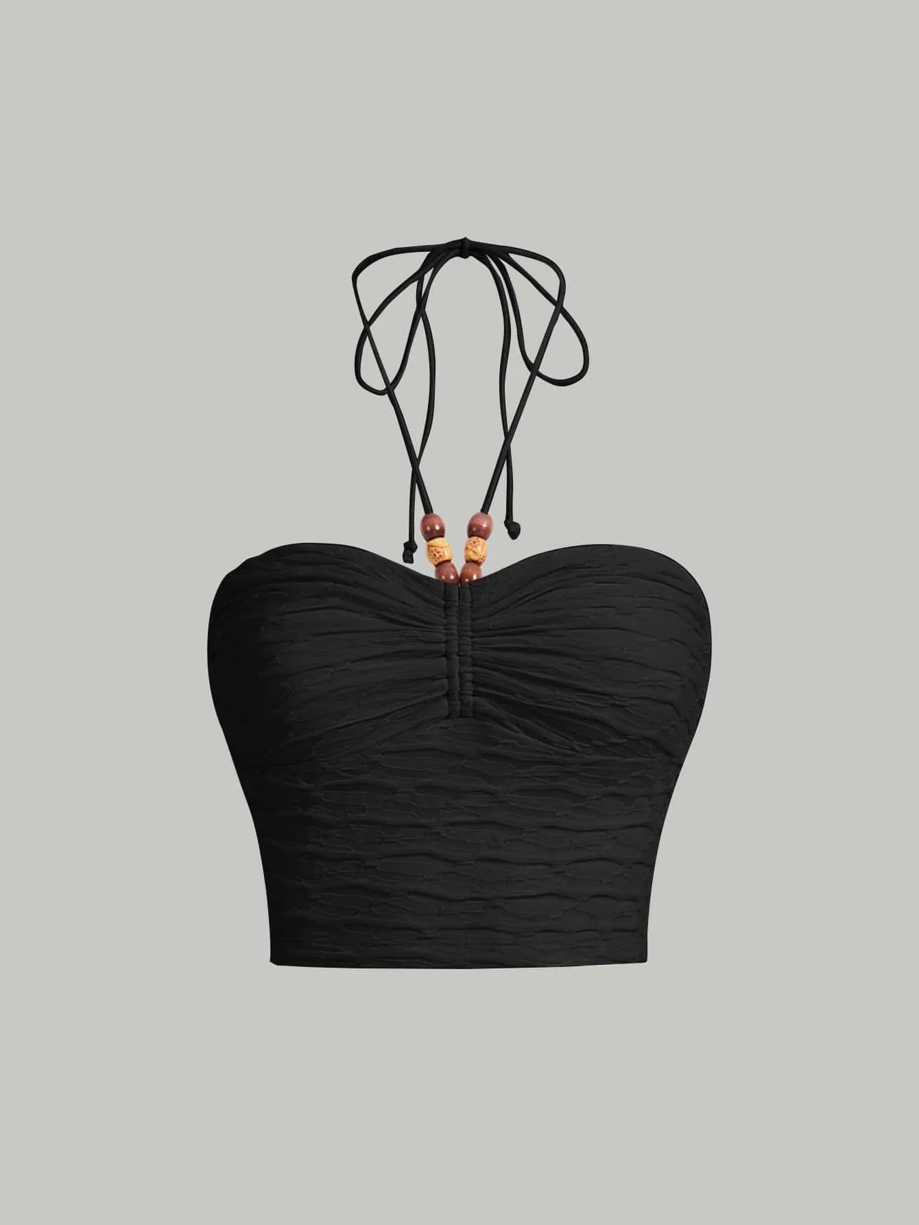 Tie Backless Ruched Halter Top