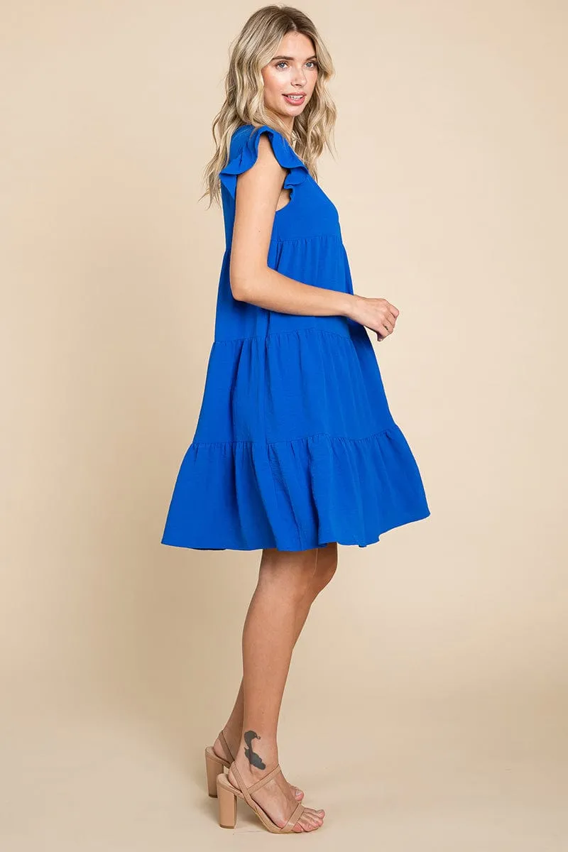 Tiered Babydoll Ruffle Sleeve Dress, S-3X