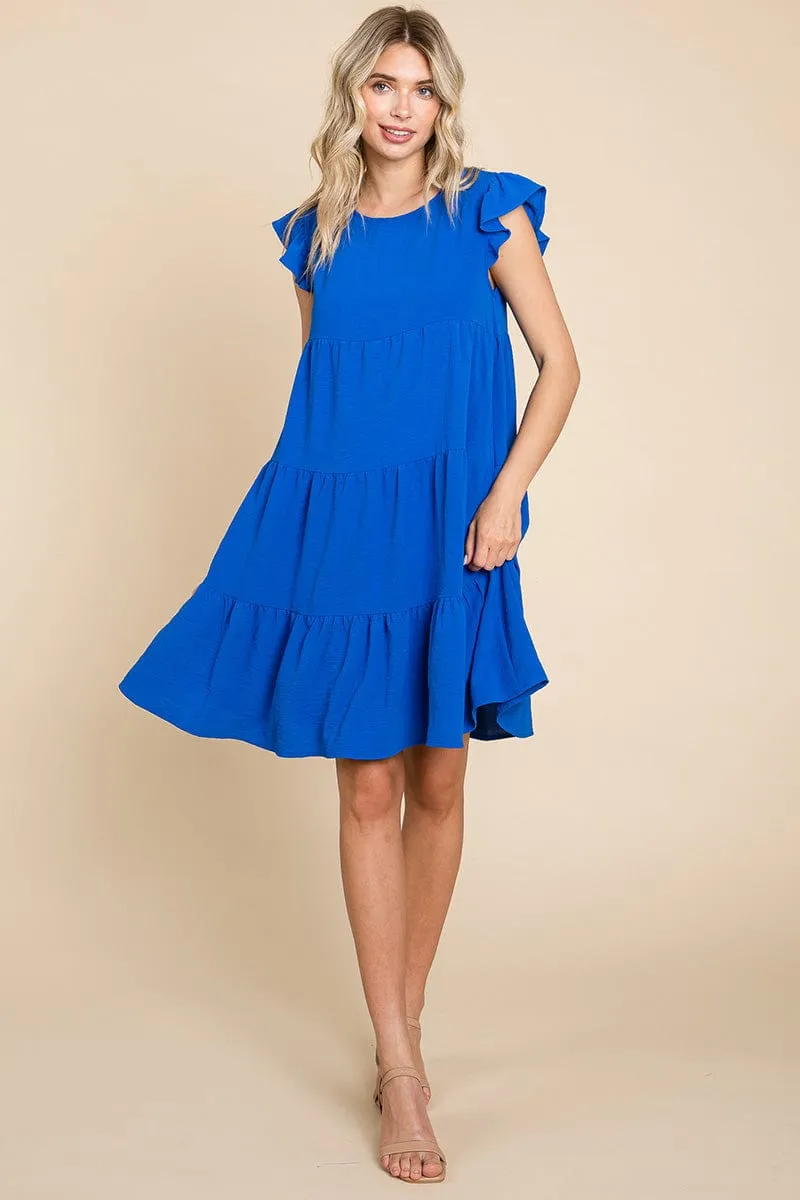 Tiered Babydoll Ruffle Sleeve Dress, S-3X