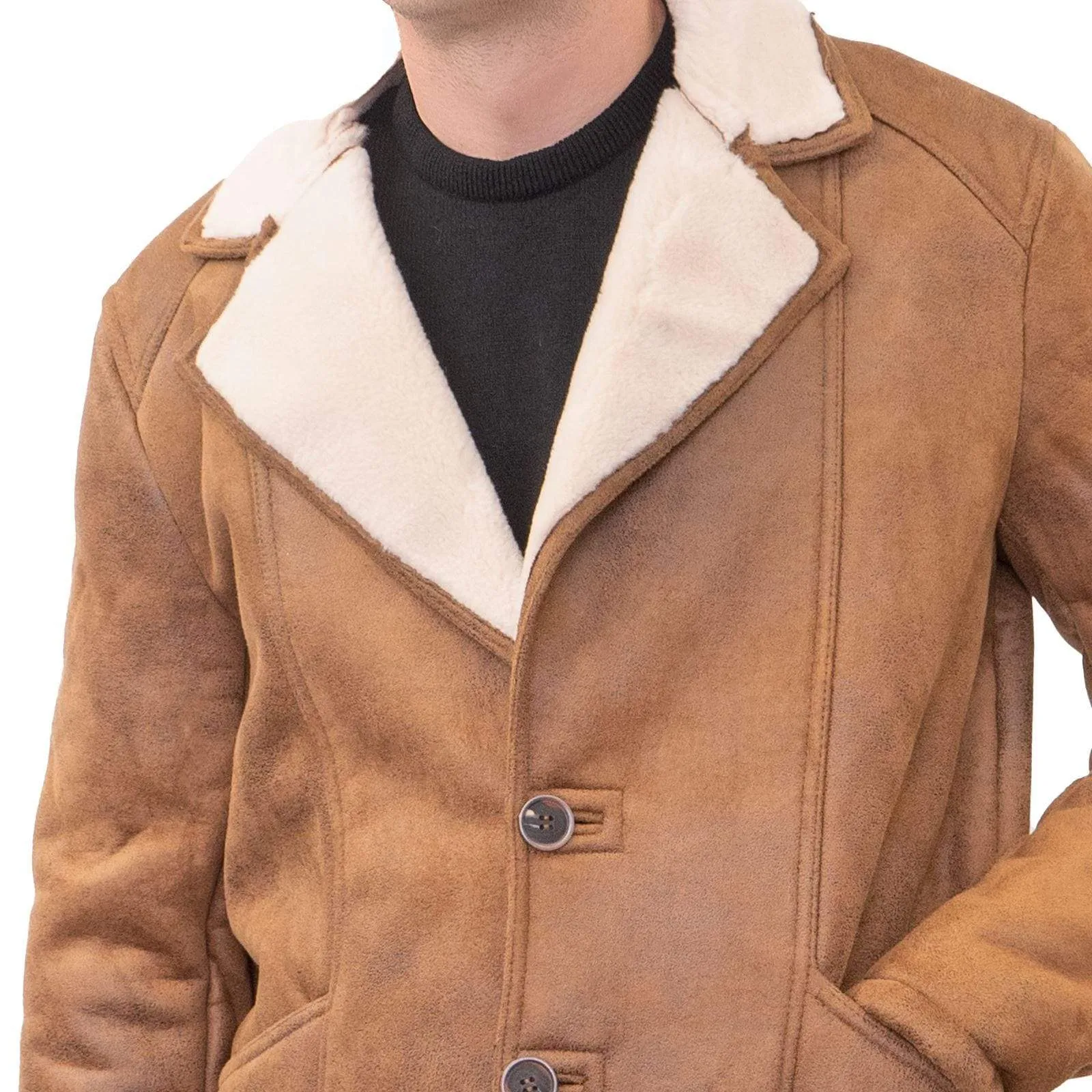 Topman Tan Shearling Faux Leather Sheepskin Jacket