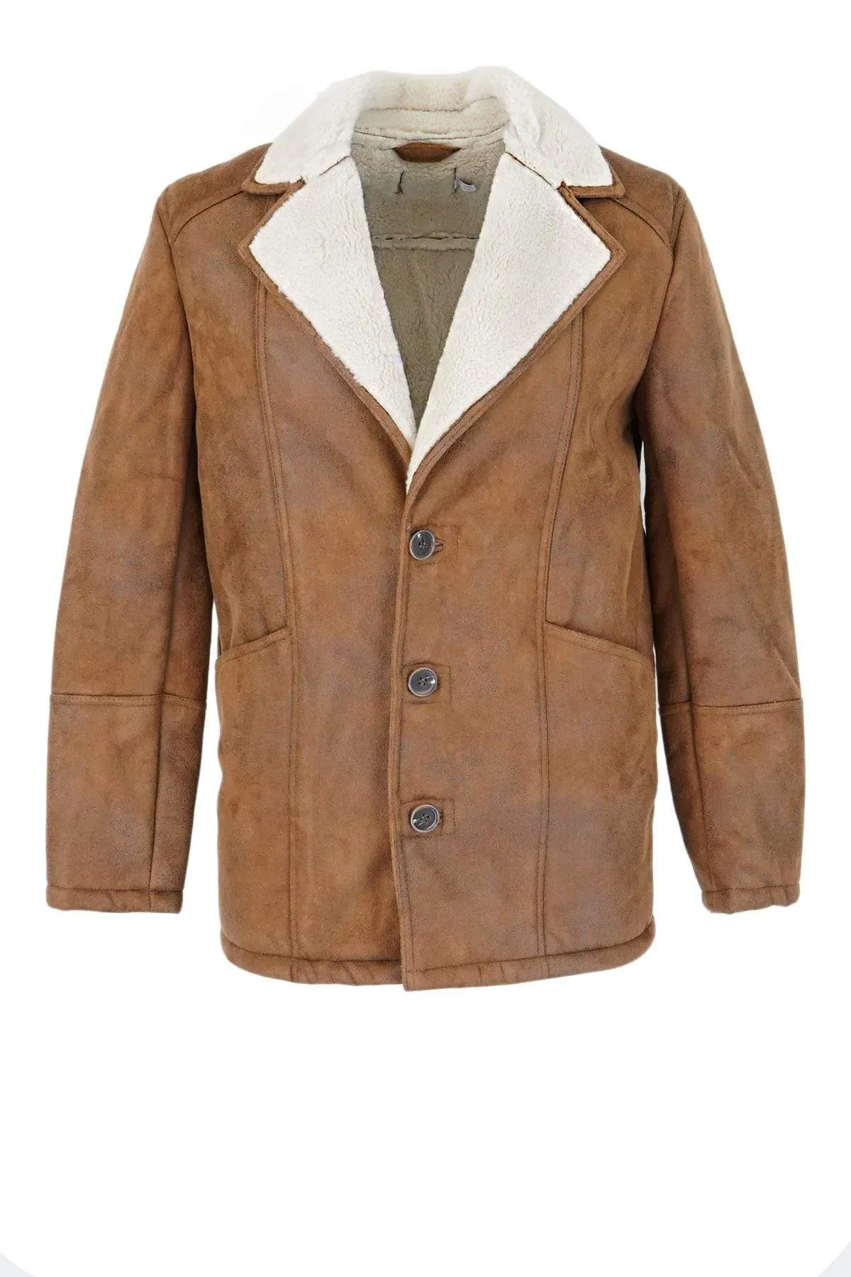 Topman Tan Shearling Faux Leather Sheepskin Jacket