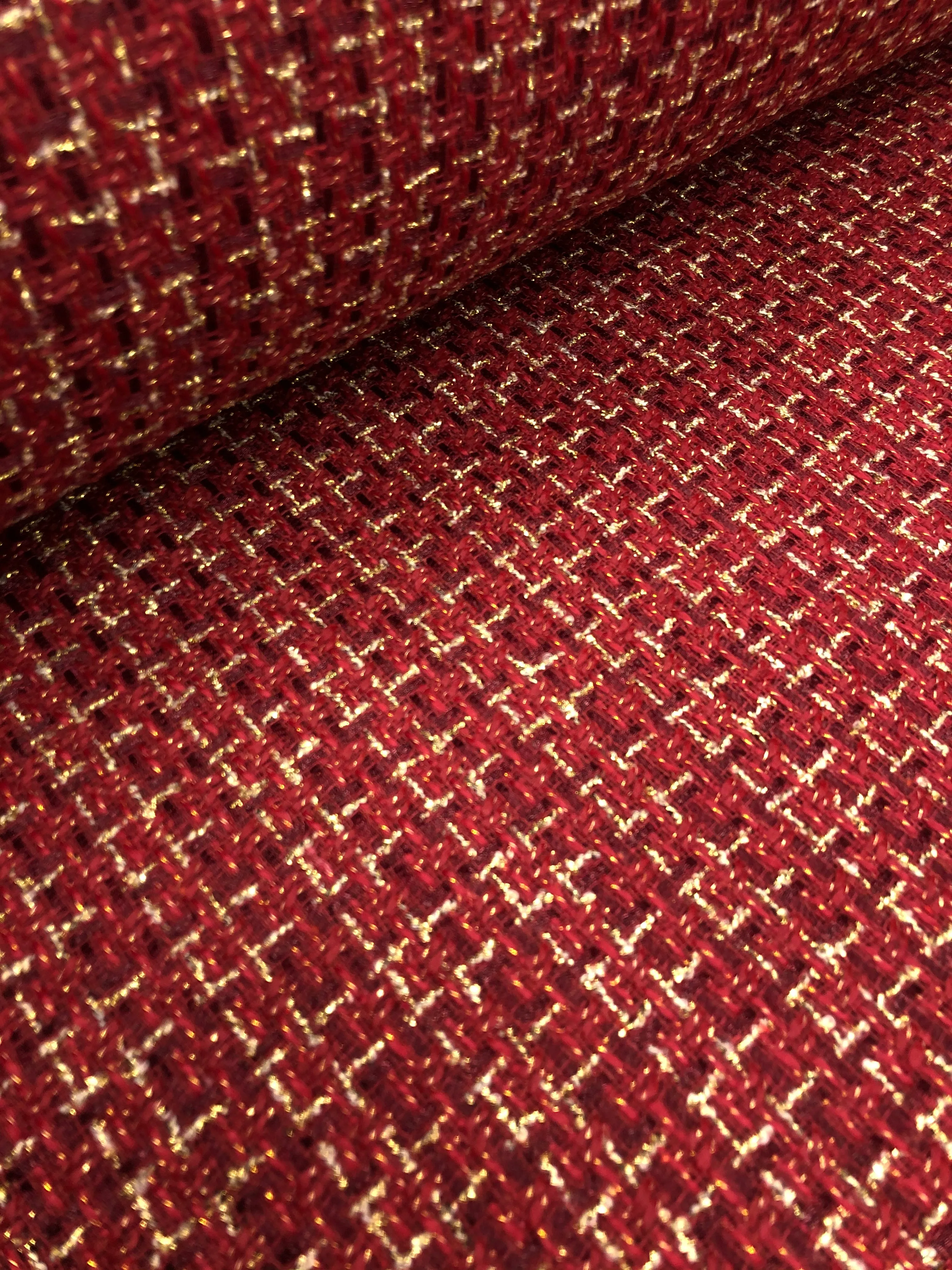 Tweed Bouclé Metallic - Classic Velvet Red