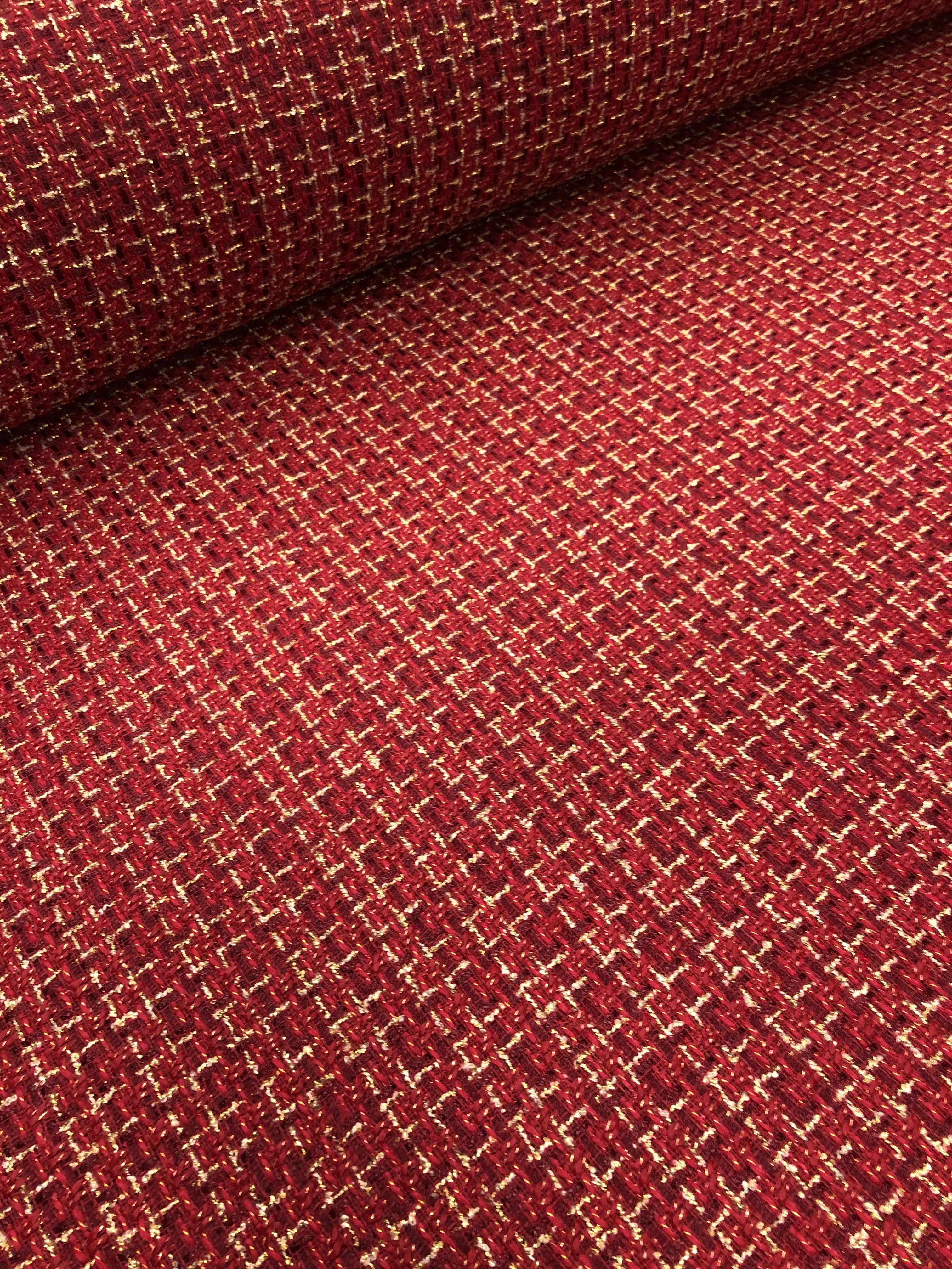 Tweed Bouclé Metallic - Classic Velvet Red