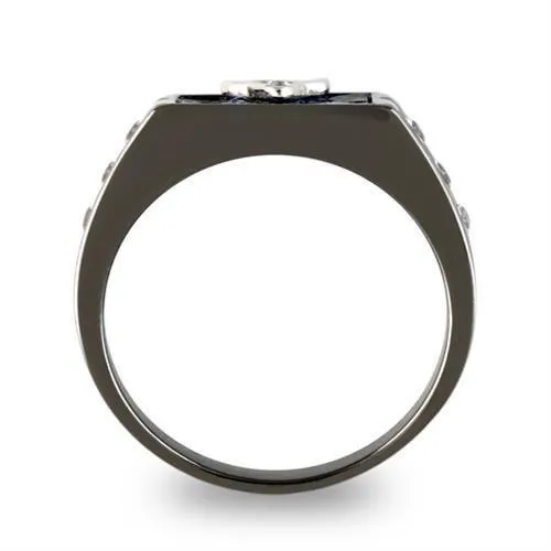 Two-Tone IP Black Stainless Steel Ring with AAA Grade CZ in Clear for Women Style TK3116