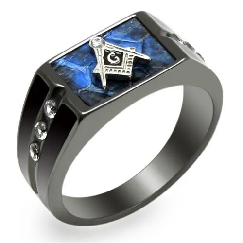 Two-Tone IP Black Stainless Steel Ring with AAA Grade CZ in Clear for Women Style TK3116