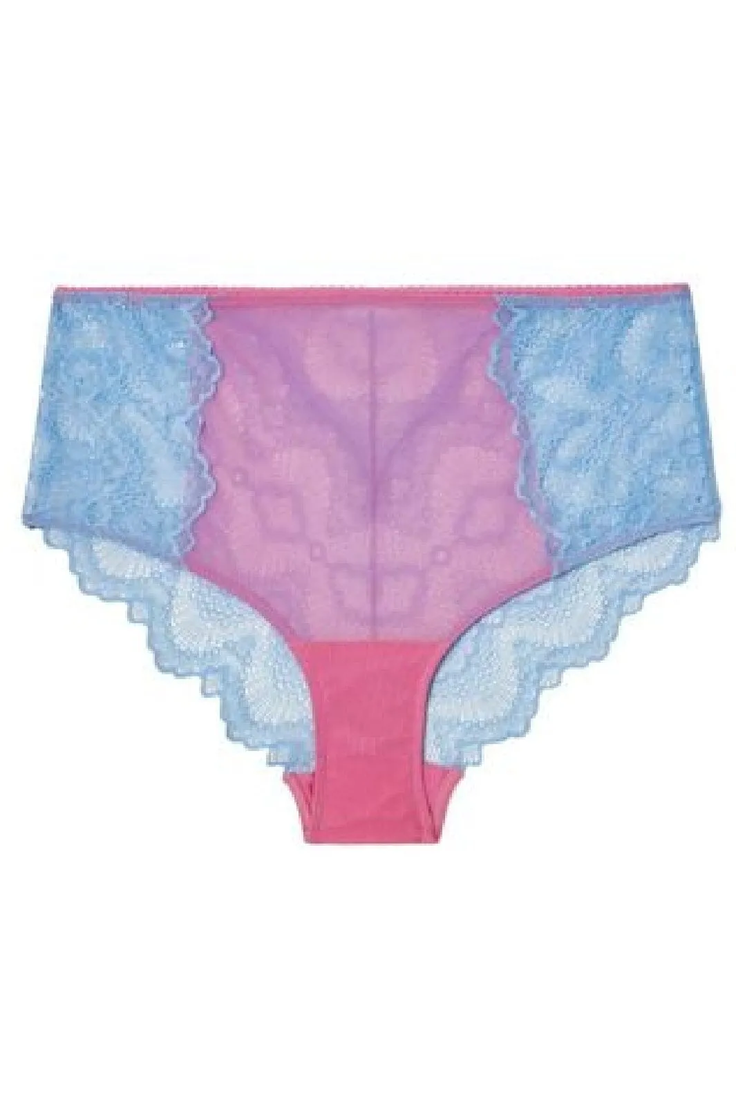 Understatement Underwear - Lace Mesh Highwaist Briefs - Light Blue / Candy Pink