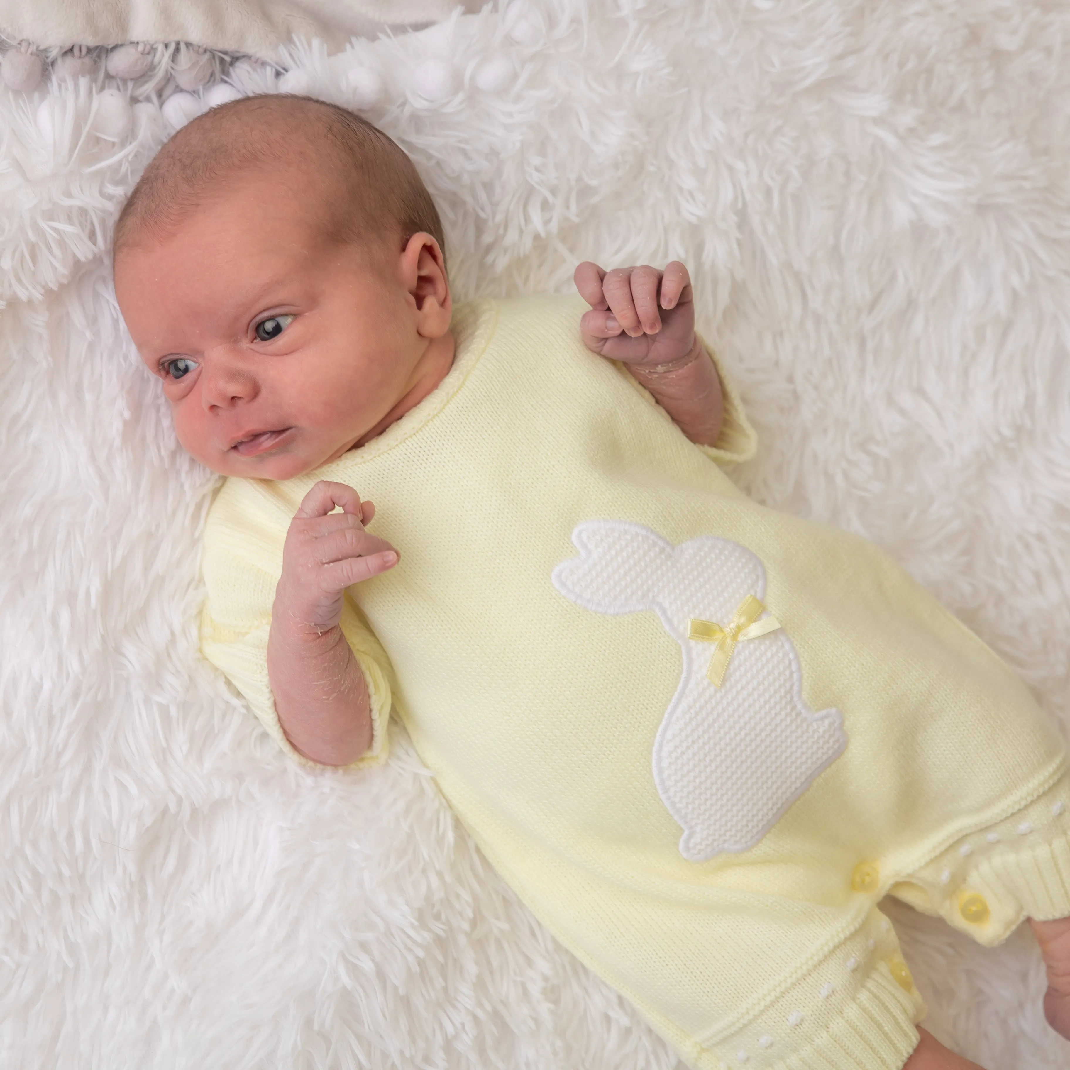 Unisex Yellow Bunny Knitted Romper