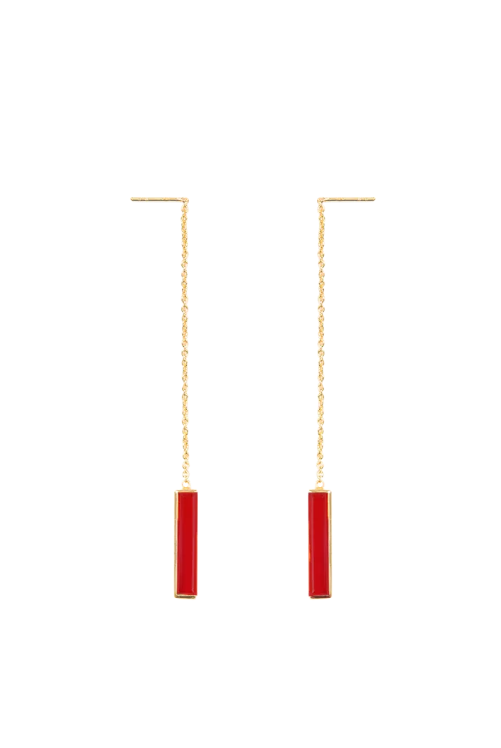 Urban Chain Earrings with Red Onyx