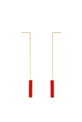 Urban Chain Earrings with Red Onyx