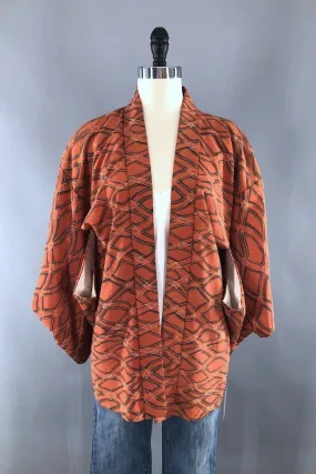 Vintage Orange Diamonds Silk Kimono Cardigan