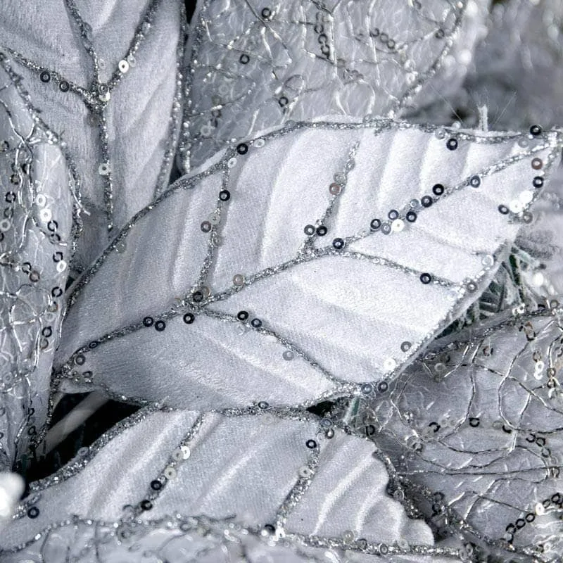 White Glitter Leaf Garland - 118cm