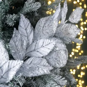 White Glitter Leaf Garland - 118cm