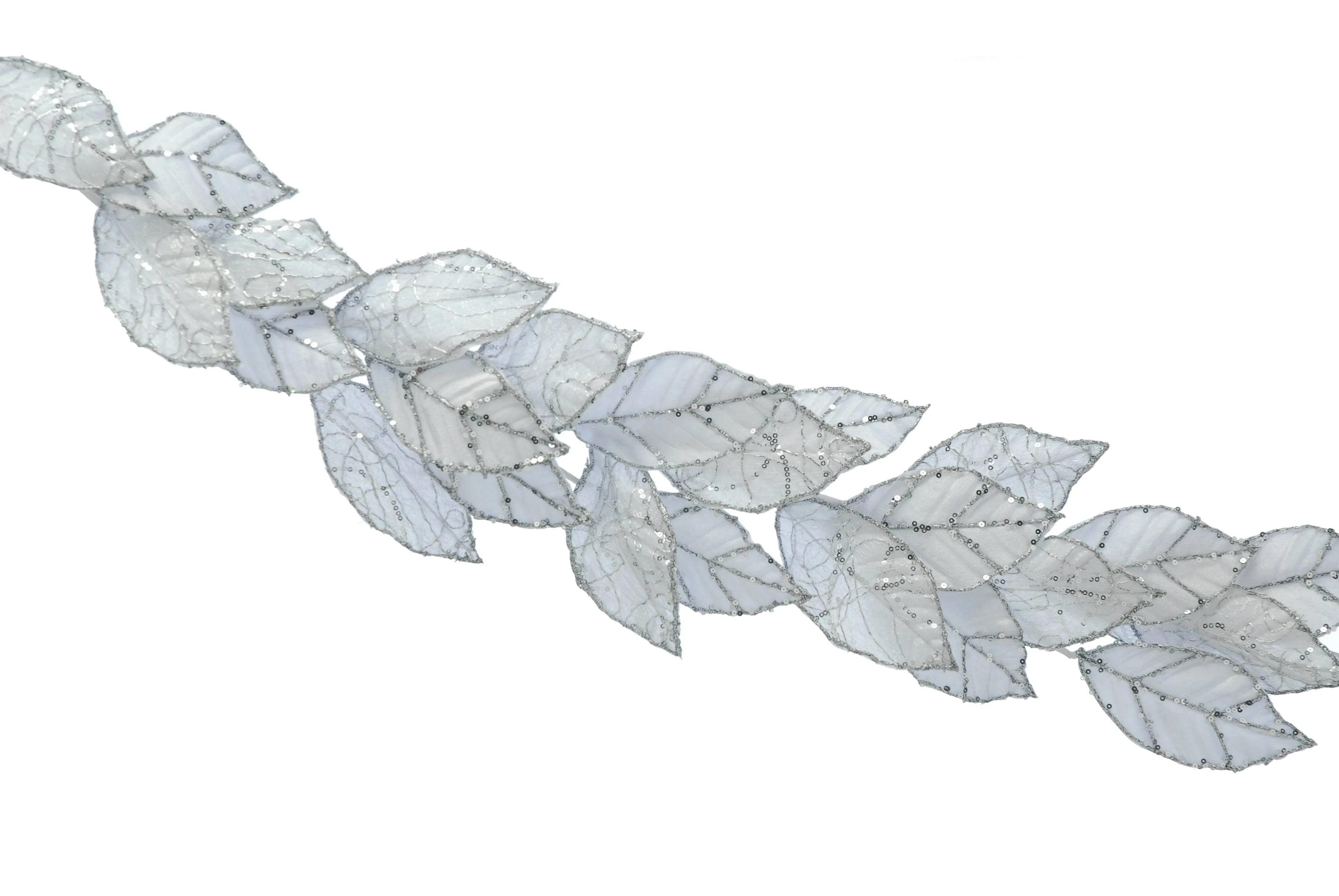 White Glitter Leaf Garland - 118cm