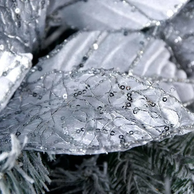 White Glitter Leaf Garland - 118cm