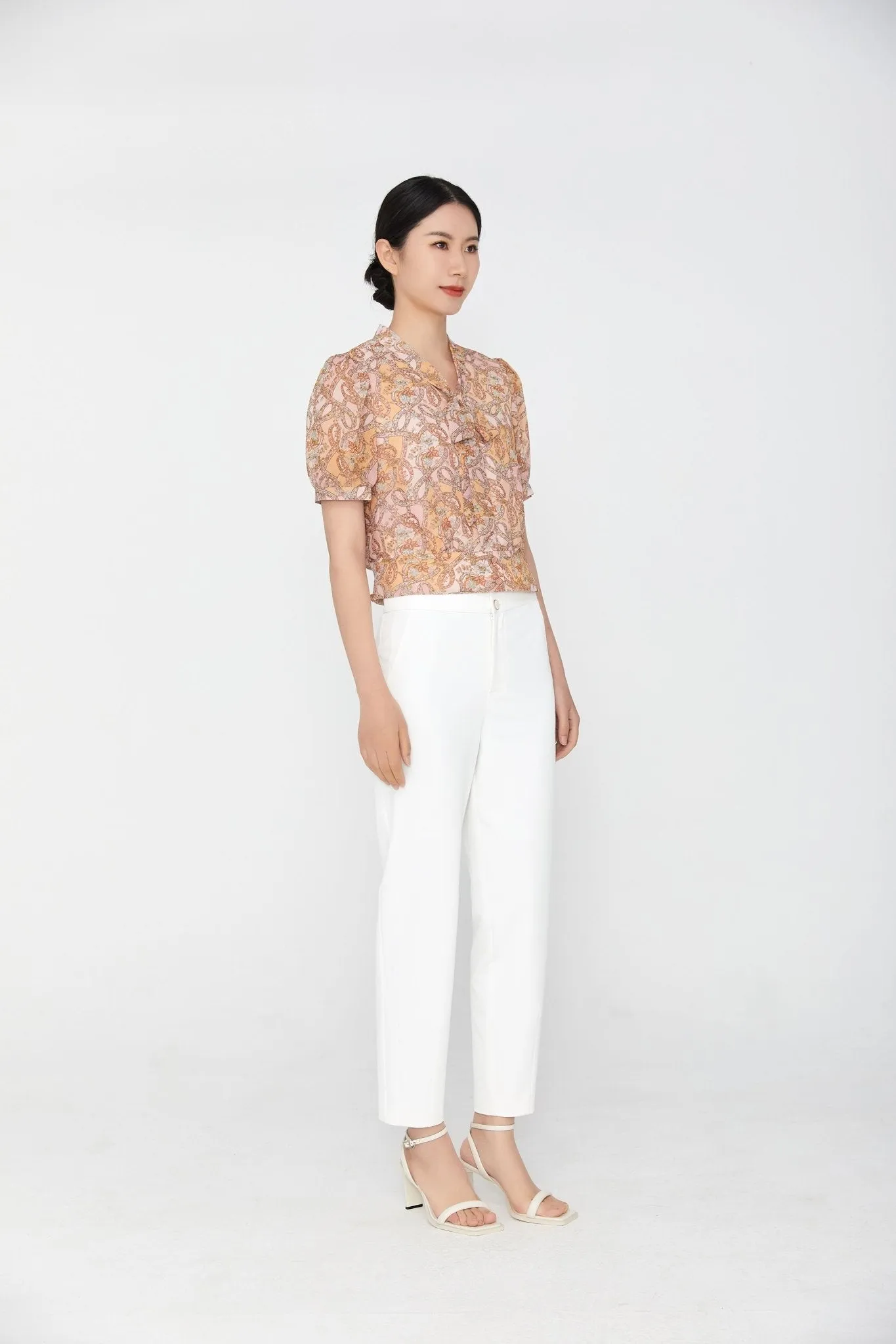 White High Waist Tapered Pants