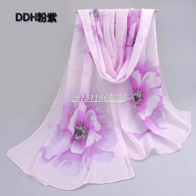 Wholesale 10 colors 2017 new fashion chiffon scarf polyester print autumn summer Pattern silk scarves shawl women