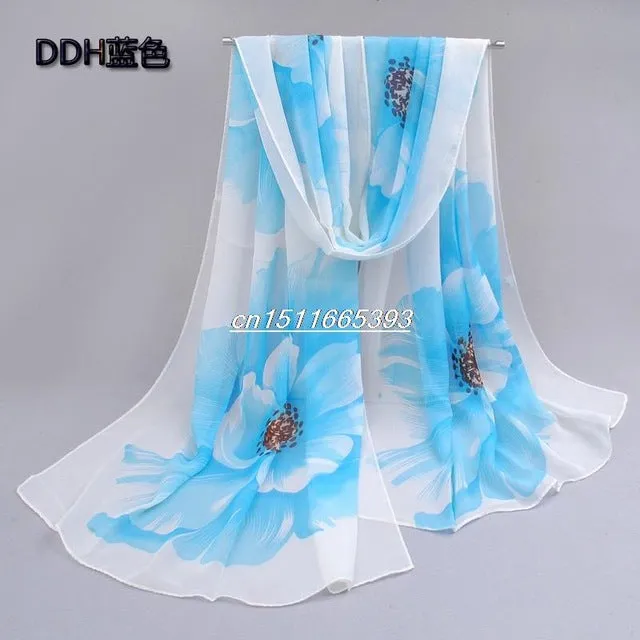 Wholesale 10 colors 2017 new fashion chiffon scarf polyester print autumn summer Pattern silk scarves shawl women