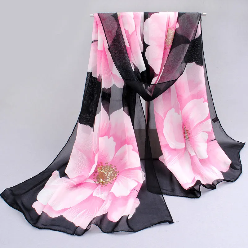 Wholesale 10 colors 2017 new fashion chiffon scarf polyester print autumn summer Pattern silk scarves shawl women