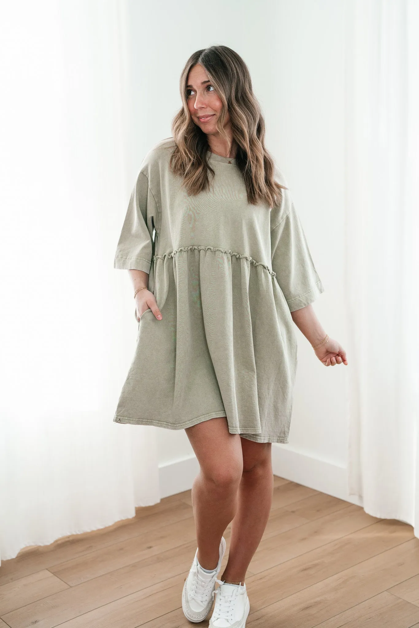 Wild & Free Mineral Wash Babydoll Dress