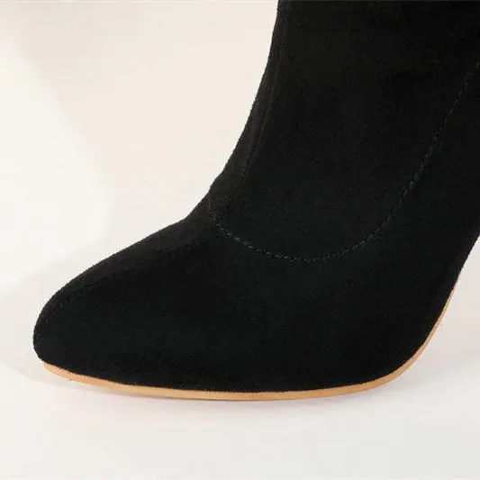 Women mid calf slim fit pointed toe stiletto high heel boots