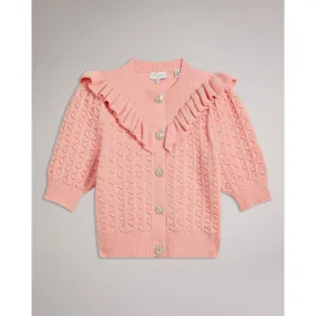 Women Wmk-Haniha-Crew Neck Frill Detail Cardigan - Pink