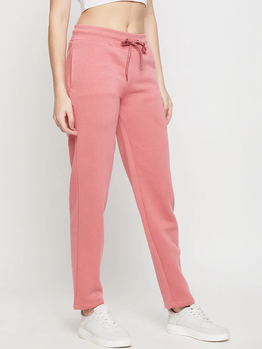 Women's Casual  Dark Pink Ankle length Mid rise Track Pants