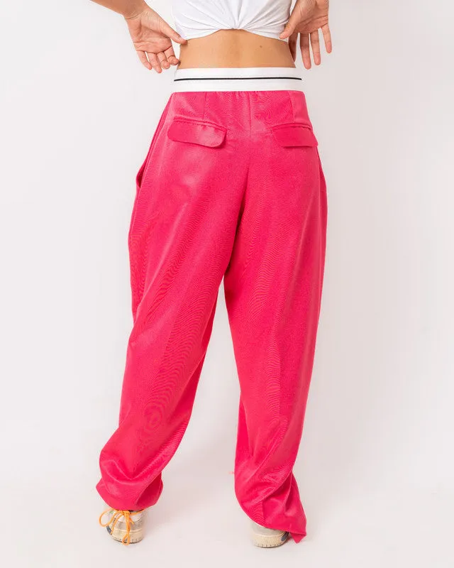 Women's Line Waist Pants - Pink TR Fabric Blend, Stylish & Comfortable Bottoms, Made in Egypt