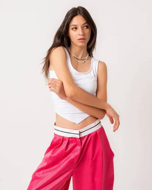 Women's Line Waist Pants - Pink TR Fabric Blend, Stylish & Comfortable Bottoms, Made in Egypt