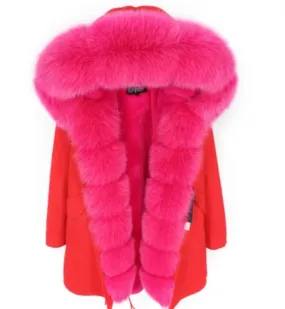 Women's Winter Casual Long Hooded Warm Parka With Fox Fur