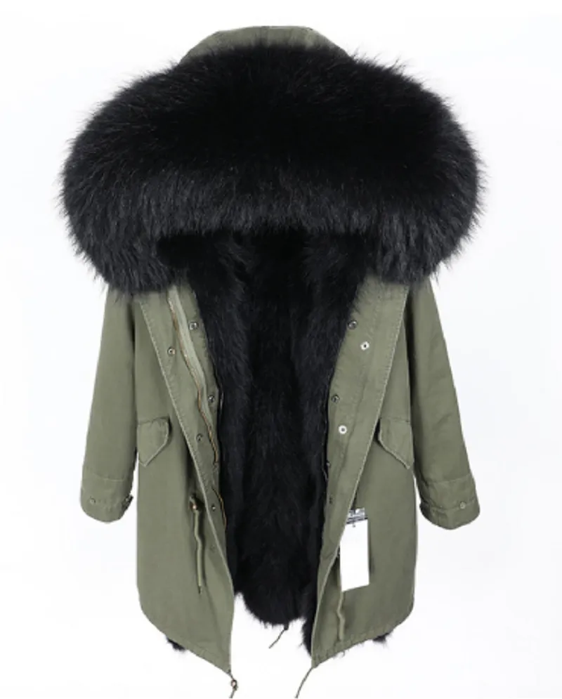 Women's Winter Casual Long Hooded Warm Parka With Raccoon Fur