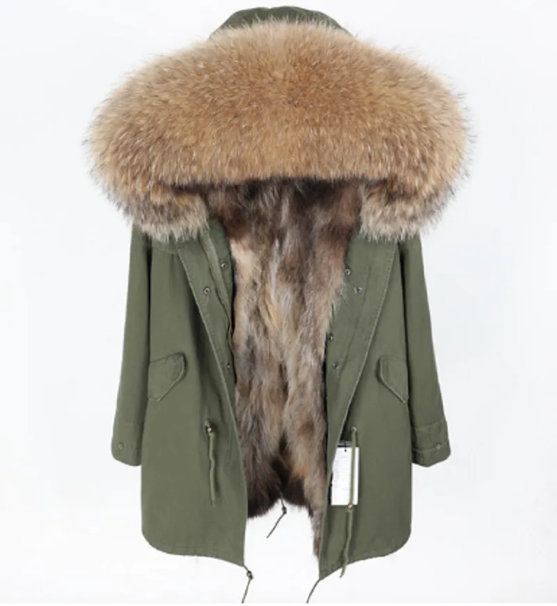 Women's Winter Casual Long Hooded Warm Parka With Raccoon Fur