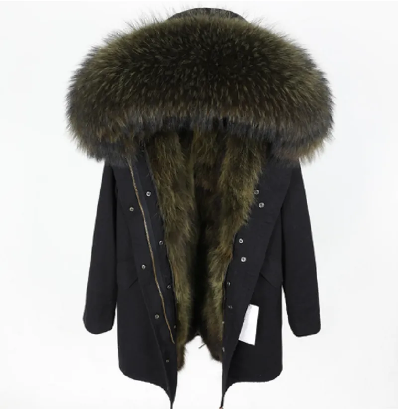 Women's Winter Casual Long Hooded Warm Parka With Raccoon Fur