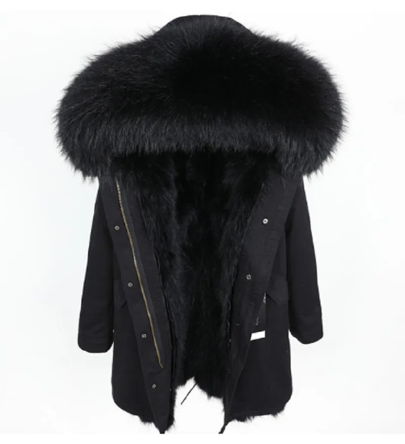 Women's Winter Casual Long Hooded Warm Parka With Raccoon Fur